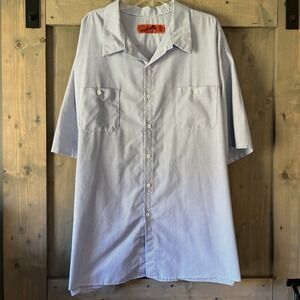 Red‎ Kap Shirt Mens 6X  Blue White Stripe Short Sleeve Work Button Front SL20WB9